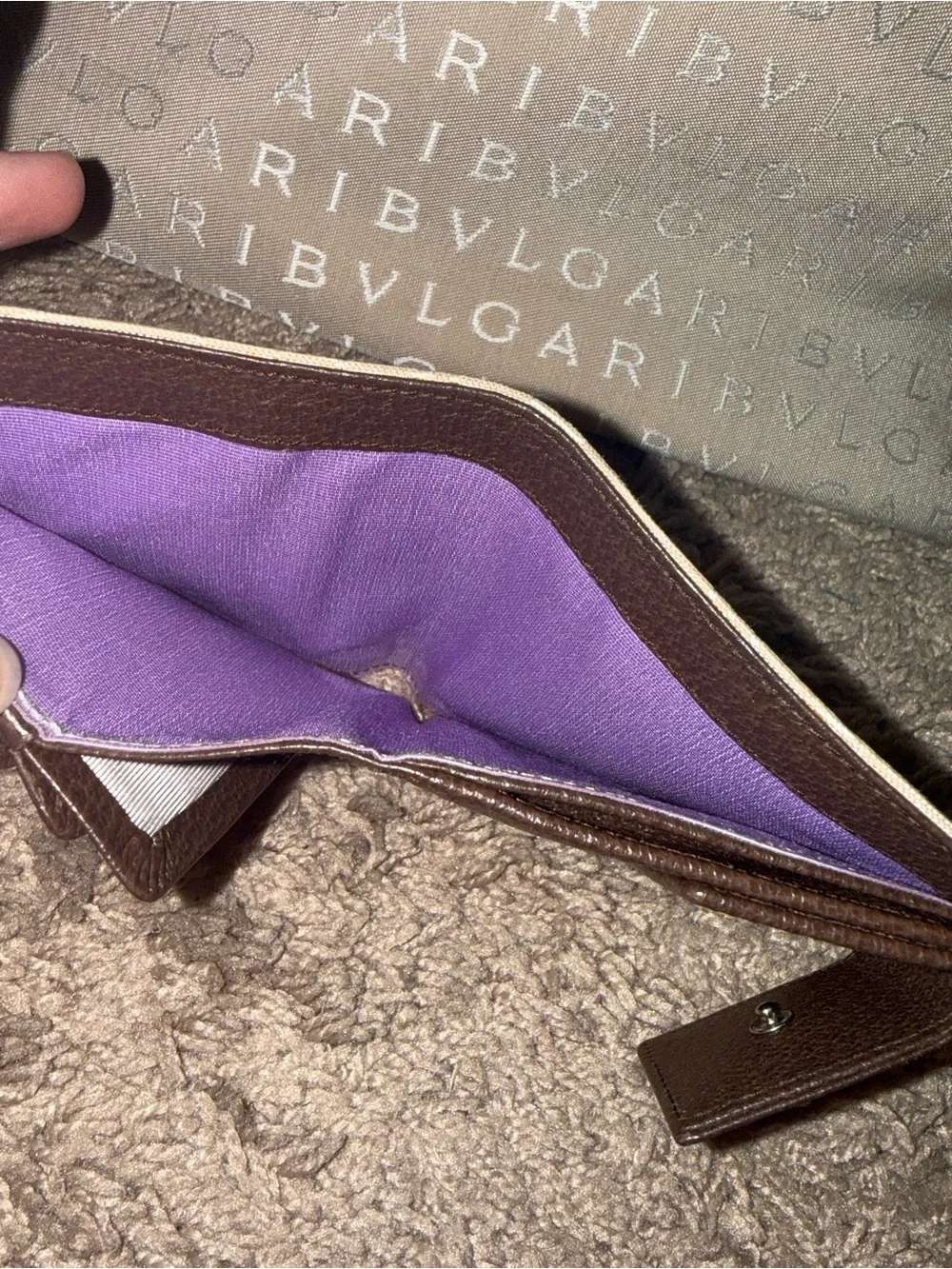 Bulgari Cream Canvas Logo Tote with Brown Leather Trim with matching wallet